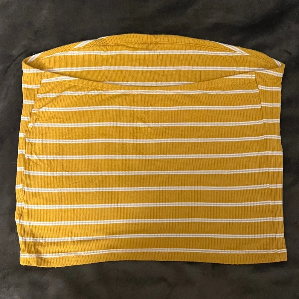 American Eagle Yellow and White Striped Tube Top - Picture 2 of 3